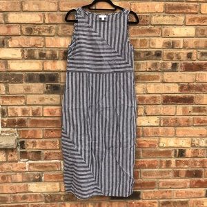 J.Jill blue and white striped linen dress